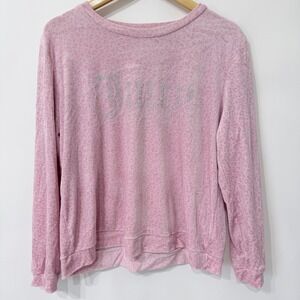 Juicy Couture Velour Sleep Lounge Shirt Size XL Pink Leopard Print Bling Logo